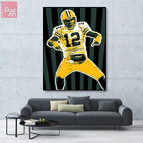 GoGoArt ROLL Canvas print wall art photo big picture poster modern (no framed no stretched not oil painting)Â Aaron Rodgers sport NFL footballÂ Green Bay PackersÂ QuarterbackÂ A-0071-1.25 (32 x 40 inch)