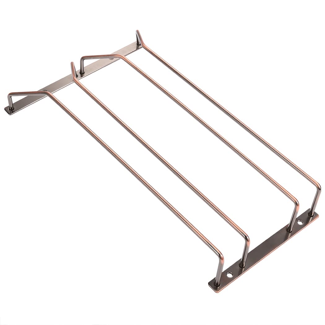 Dianoo 35.5cm Bronze Wine Glass Rack Under Cabinet, 1-3 Rows, Sturdy Iron Construction, Elegant Bronze Finish, Easy Installation