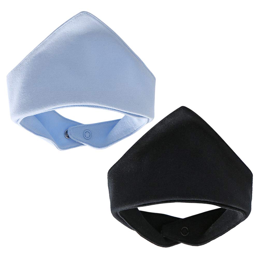 YOFASEN Cat And Dog Collar Pet Scarf Turban, Soft And Breathable Cotton Baby Boy And Girl Bib, Convenient Snap，Blue+Black