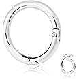 10Pack 1 Inch Metal Spring O Rings Clip Keychain, Round Carabiner Clips Keyrings Snap Hook Buckle, Purse Shoulder Bag Chain Rings Clip Replacement Paracord Keychain Lanyard Leather DIY Crafts (Silver)