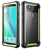 Google Pixel 2 XL case, i-Blason [Ares] Full-Body Rugged Clear Bumper Case with Built-in Screen Protector for Google Pixel 2 XL 2017 Release (Black/Green)