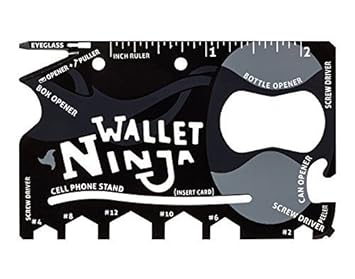 Syga Wallet Ninja 18 in 1 Multi-purpose Credit Card Size Steel Pocket Tool with Smart Cover (Black)