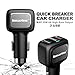 2 in 1,3-Port Car Charger Qualcomm Quick Charge 3.0 USB, 5V/3A, Total 33W 6A, for Samsung Galaxy S7/S6 Edge, iPhone, iPad, LG, Nexus, HTC and MacBook More,with Emergency Car Window Hammer