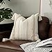 OJIA Boho Decorative Throw Pillow Cover, 20 x 20 Farmhouse Cute Pillowcase Minimalist Neutral Collection Cream White Tufted with Tassels Woven Square Cushion Cover for Sofa Couch Bedroom Living Room
