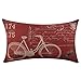Highpot Fashion Retro Bicycle Red Print Rectangle Cotton & Linen Throw Pillow Case Decorative Cushion Pillow Cover