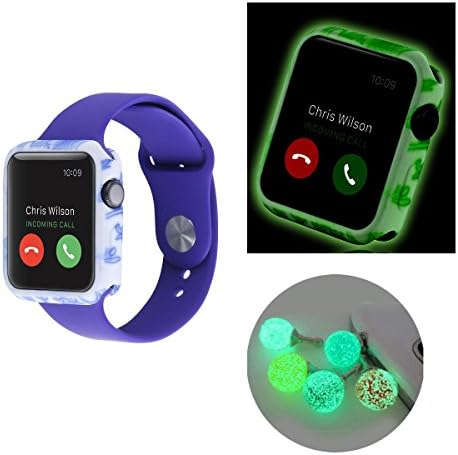 Apple Watch Series 3/Series 2 Case, Sfmn iwatch 3 Cover Luminous Glow In The Dark Ultra Thin Fluorescence Pattern Soft TPU Flexible Case for Apple Watch 3/2 38mm (White-Blue, 38mm)