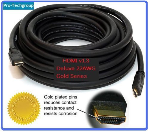 Pro-Techgroup Profesional Quality 45 ft HDMI 1.3a 22 AWG Category 2 CL2 rated Gold plated - 10.2 Gbps 1080p Deep Color