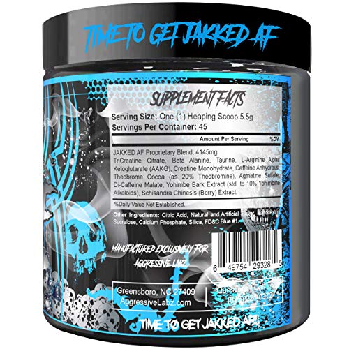 Aggressive Labz Jakked Af Hyper Aggressive High Stimulant Pre Workout Powder Workout Harder And Longer With More Focus Formulated With Tri Creatine Citrate Beta Alanine And Agmatine Blue Lemonade Pricepulse
