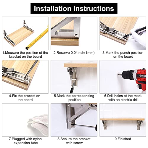 Folding Shelf Bracket 20 inch, Space Saving DIY Brackets, Heavy Duty