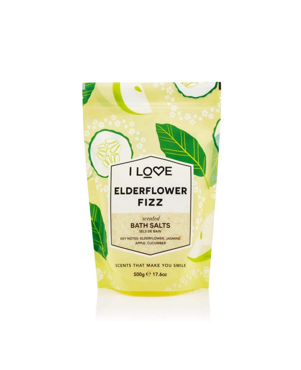 I Love Signature Elderflower Fizz Scented Bath Salts, with 99% Naturally Derived Ingredients, Lightly Fragranced Leaving Skin Feeling Silky & Smooth, Vegan-Friendly - 500g