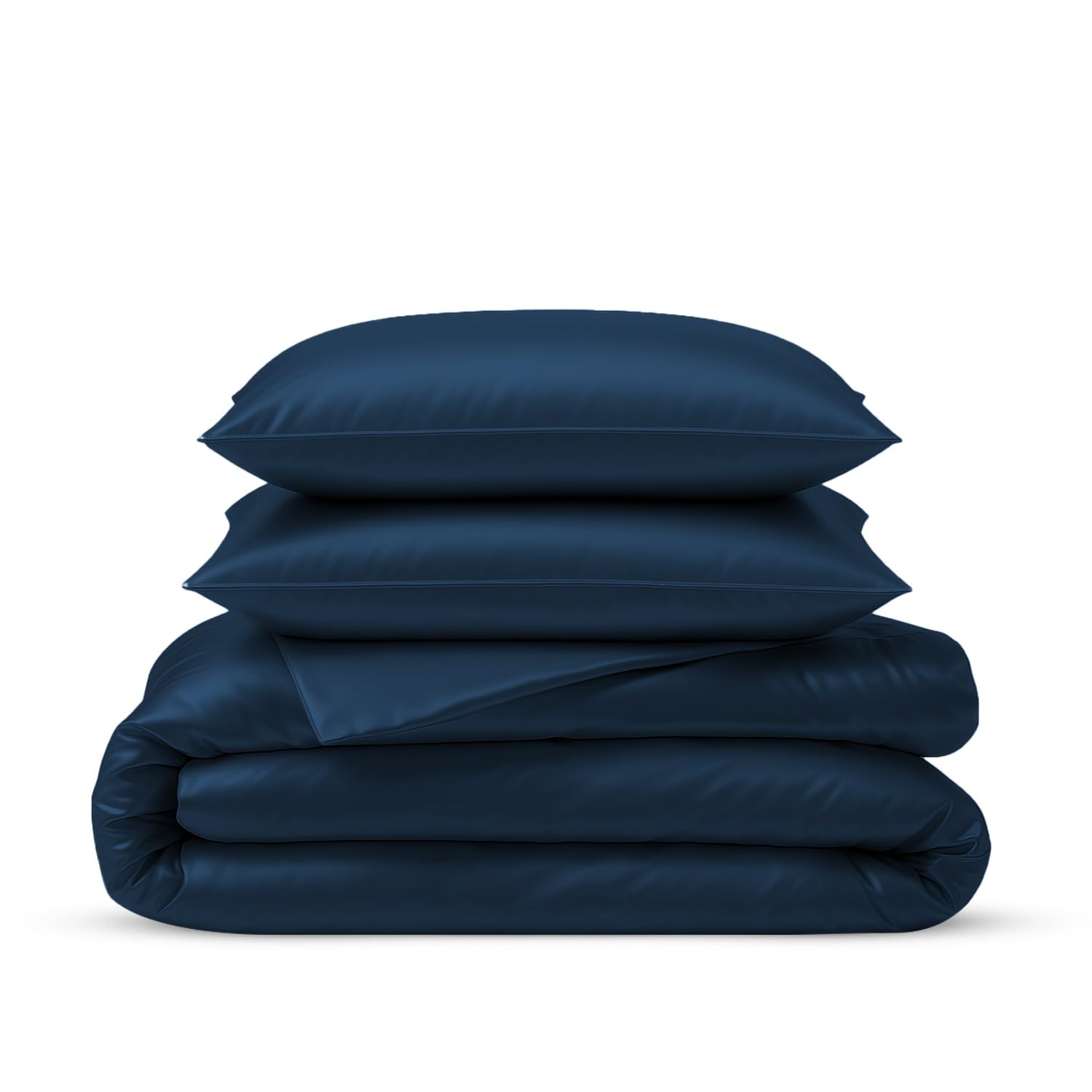 LINENWALAS Navy Blue King Duvet Cover 3Pc Set Organic Bamboo Bedding Set Anti Allergy Comforter Cover Set 226x220 cm Soft, Cooling, Luxury Bamboo Bedding King Size Quilt Cover (Navy Blue) โ image 1