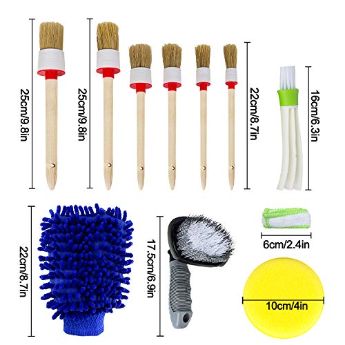 Tonsiki 17 Pieces Car Cleaner Brush Set for Cleaning Car Motorcycle Automotive Cleaning Wheels, Dashboard, Interior, Exterior, Leather, Air Vents