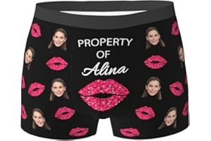 Naispanda Custom Men's Boxer Briefs and Socks with Girlfriend Wife Women's Pet Photo Text, Personalized Underpants