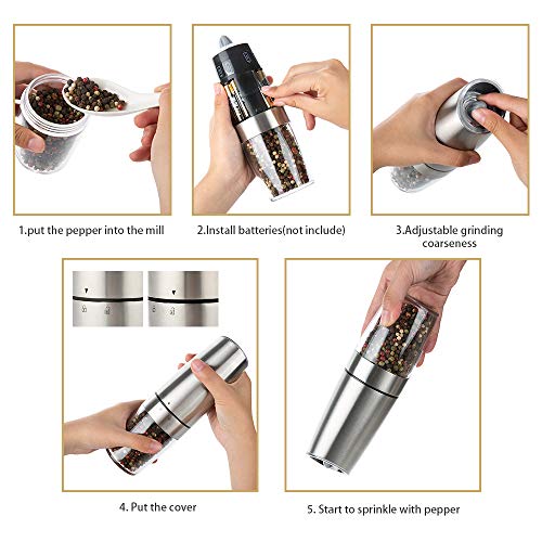 Electric Gravity Salt and Pepper Grinder Set Tesedao Salt Pepper Mill