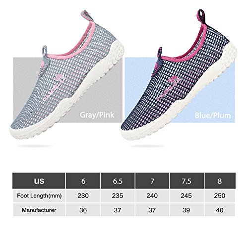 Camel Mens Slip On Sneakers Casual Shoes Breathable Mesh Low Top Lightweight Sneakers for Women Walking Unisex Shoes for Couples Size 6.5,Gray/Pink
