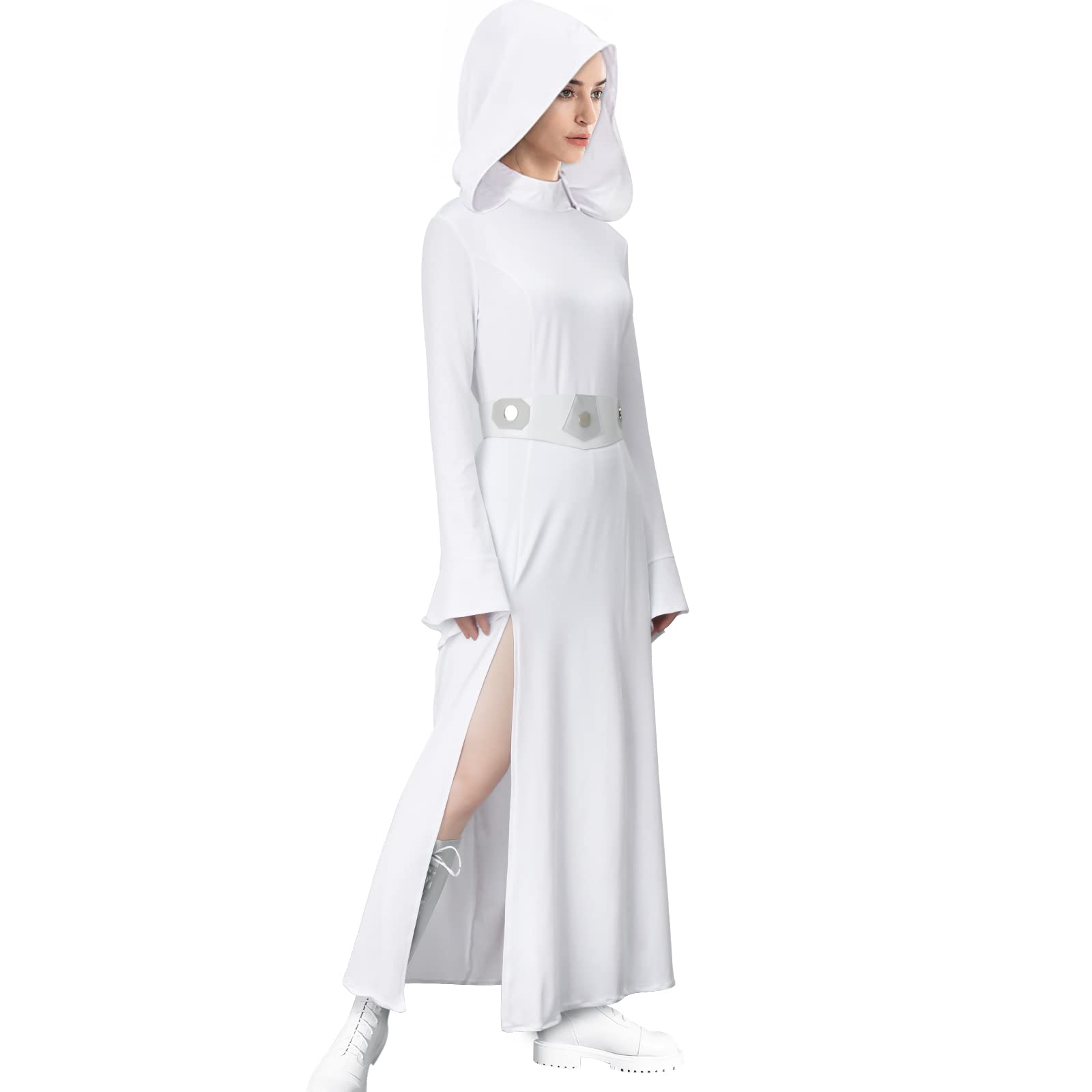 Photo 1 of *Minor Damaged*
MORROWIND Women Costume White Hooded Long Dress Robe with Belt Halloween Cosplay Party Outfit Suit (X-Large)