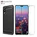 Huawei P20 case,with Huawei P20 screen protector. MYLB (2 in 1)[Scratch Resistant Anti-fall] fashion Soft TPU Shockproof Case with Huawei P20 glass screen protector (Black)