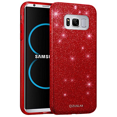 Samsung Galaxy S8 Plus Case, ZUSLAB Rosy Series, Bling Luxury Shinning Bumper,Dual Layer Protective Glitter Cover for Samsung Galaxy S8 Plus (Red)