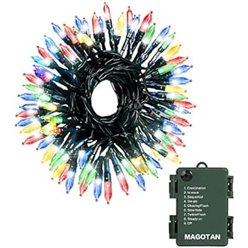Christmas Lights 50 LED String Lights Battery Operated Clear Mini Lights Set with Green Wire for Thanksgiving Day Wreath Christmas tree Bedroom Indoor Outdoor Decoration, Waterproof, 18ft, Multi Color