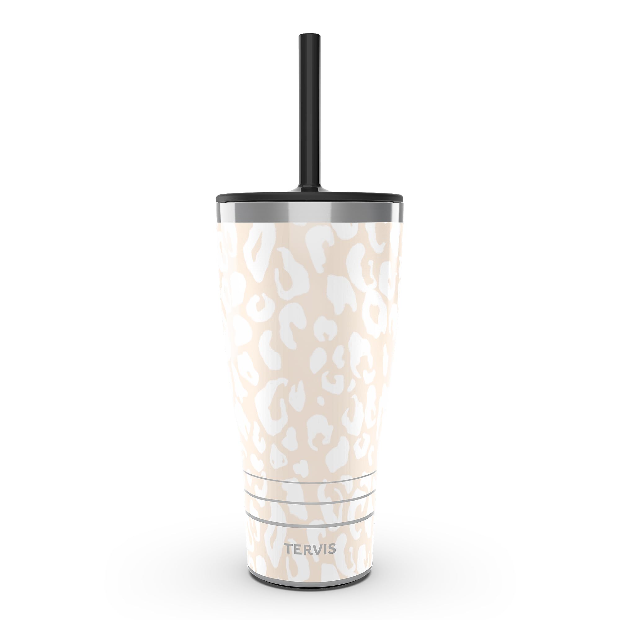 Tervis Traveler Leopard Collection Triple Walled Insulated Tumbler Travel Cup Keeps Drinks Cold & Hot, 30oz with Straw Lid, Frost Image
