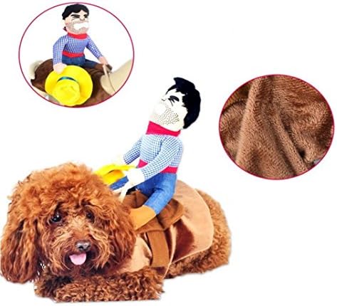 Yeefant Hat Style Humanized Design Dog Clothes Riding Sleeve Dress Suitable Small Puppy,L
