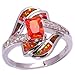 CiNily White Gold Plated Created Orange Fire Opal Rings Size 5-12