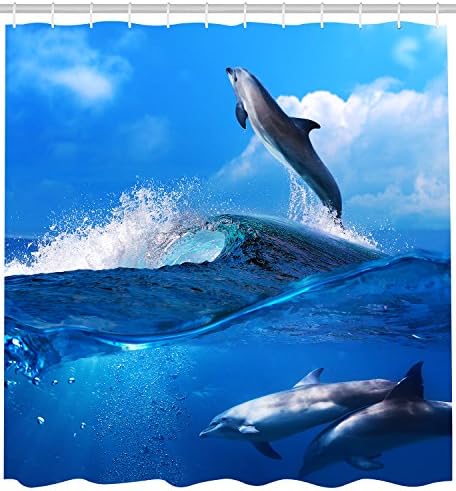 Sea Animal Dolphin Plastic shower curtains 100% Polyester 71x71