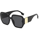 AMOMOMA Vintage Oversized Square Sunglasses for Women,Fashion Big Sun Glasses UV400 Protection AM6636