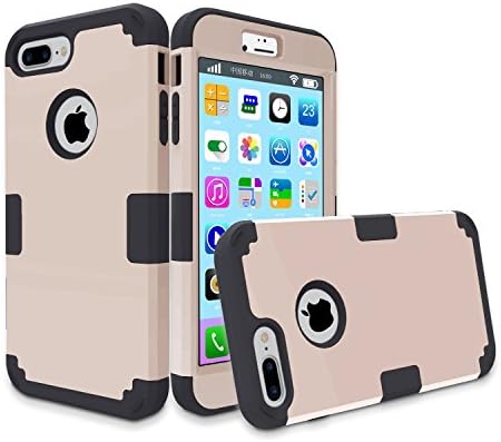 Walle Shop iPhone 7 Plus Case Heavy Duty Armor Defender Shell Shockproof Full Protective Cover for Apple iPhone 7 Plus 5.5-inch (gold)