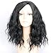 Black Short Wavy Bob Wig Synthetic Curly Bob Wigs For Women Heat Resistant Replacement Wig Side Part 14inch Halloween Party Wig