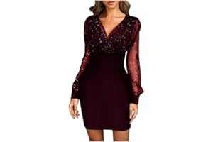 SGASY Holiday Dresses for Women, Pub Holiday Dress for Ladies A-Line Nice Long Sleeve Pleated Cocktail Soft Solid