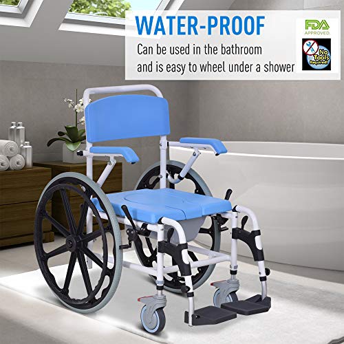 Rolling Shower Wheelchair Bath Toilet Commode Bariatric with 24