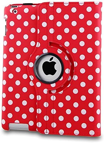 Revesun Red and White Polka Dot Pattern PU Leather Case for 2017 10.5'' inch Apple Ipad Pro with 360 Degrees Rotating Stand