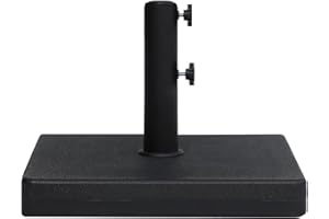 Helios&Hestia 44 lb Square Plastic Prefilled Cement Outdoor Umbrella Base, Heavy Duty Concrete Stand Weight for Patio Market 