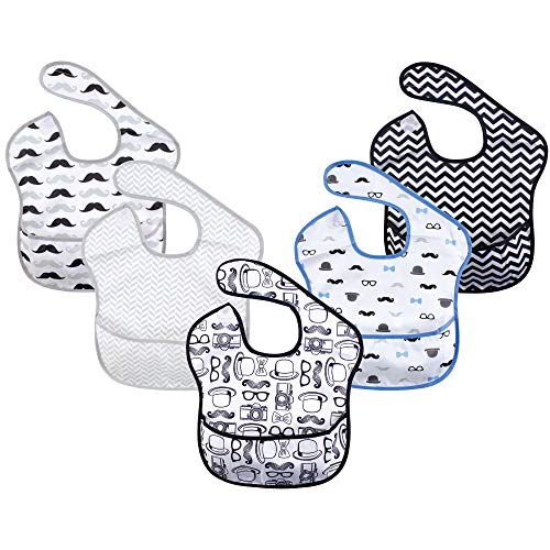 Hudson Baby Unisex Baby Waterproof Polyester Bibs, Gentleman, Feeder
