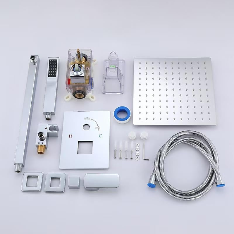 imiiHO Stainless Steel Bath Shower Faucet Set with Rainshower and Hand Shower, Chrome