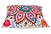 Trade Star 100% Cotton Spring Pillow Cover Beautiful Embroidered Pom Pom Cushion Cover Fall Decor Cushion Case Decorative Handmade 16x16 Inches Modern Sofa Throw Pillow Cover (Pattern 1)