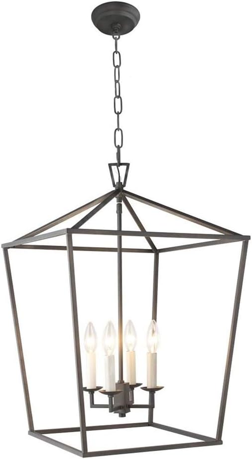 4Light Metal Cage Pendant Lantern Light Industrial Chandeliers Fixture