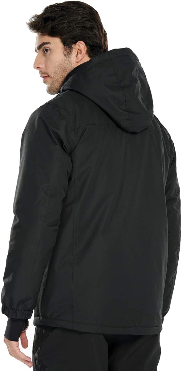 FREE SOLDIER Men's Waterproof Ski Snow Jacket Fleece Lined Warm Winter Rain Jacket with Hood : Clothing