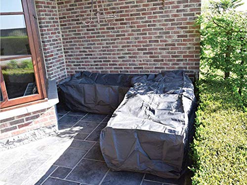 Perel Schutzhülle für Gartenmöbel, Abdeckplane, Abdeckhülle Garten, Möbel Abdeckung, Schutz Gartenmöbel, Winterabdeckung, grau, L-förmig, 215 x 215 x 70 cm – Bild 3