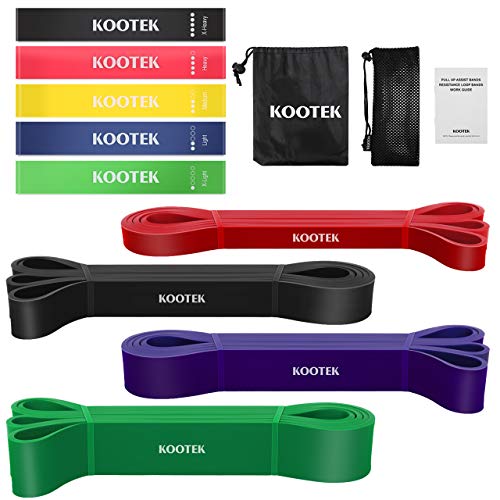 Kootek-11Pcs-Resistance-Bands-Home-Workout-Set-4-Pull-Up-Assist-Bands-with-5-Loop-Exercise-Band-Heavy-Duty-Powerlifting-Strength-Training-Fitness-Equipment-for-Body-Stretching-with-Guide-Book