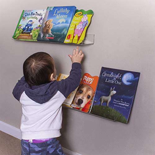 Acrylic Shelf 24 Inch (2Pack) | Book Shelves, Spice Rack & Floating Display for Toys and Photos | Acrylic Wall Shelf for Makeup and Cosmetic Product | Clear Floating Shelves for Books & Magazines