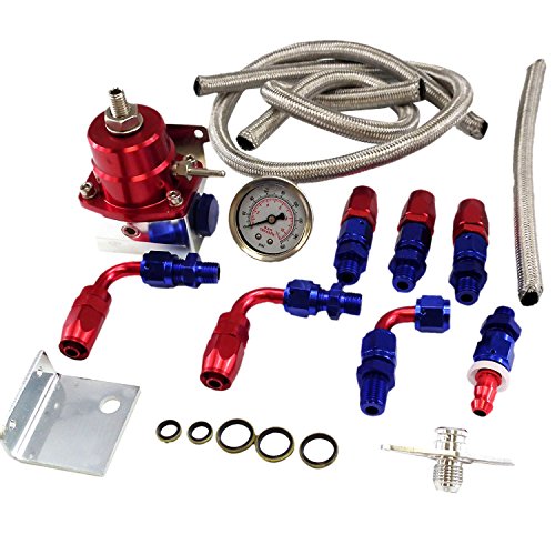 Universal Adjustable EFI Aluminum Fuel Pressure Regulator Kit with 0