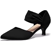 GotSoft Womens Low Kitten Heels Pointed Toe Slip on Pumps Ankle Strap Elegant Party Wedding Dress Shoes