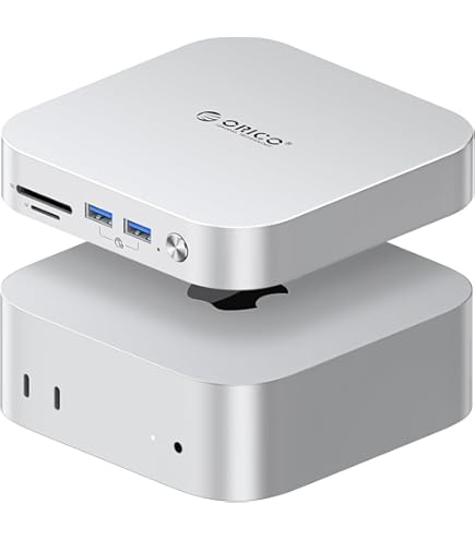 Macデスクトップ ORICO MiniLink M2SSD X2 RAID USB4 40Gbps Amazon.com: ORICO MiniLink 40Gbps Mac mini M4 Dock, USB4 Aluminum