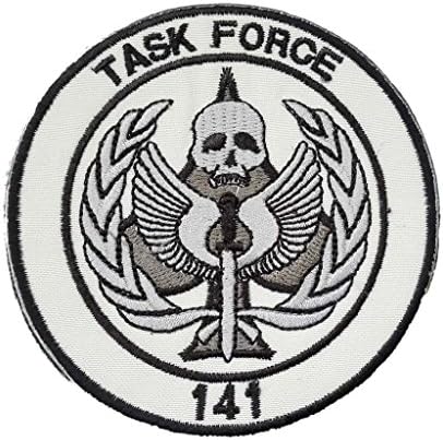 YANHU Tactical Patch 3D Embroidery Armband Tactical Patch With Velcro USMC Force Recon Swift Silent Deadly Patch / Morale Patch (TASK FORCE 141) - White