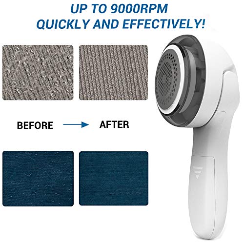 Sweater Fabric Shaver, anzoee Lint Remover for Clothes Rotating Electric Fabric Sweater Defuzzer Fuzz Pills Clothing Remover Remove Clothes Fuzz, Lint Balls, Pills, Bobbles (White)