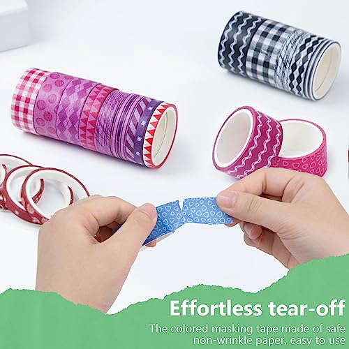 Shindel Washi Tape Set, 50 Rolls Craft Tapes Decorative Tape Adhesive Masking Tape for Scrapbooking Supplies DIY Crafts Bullet Journals 4 Different Size