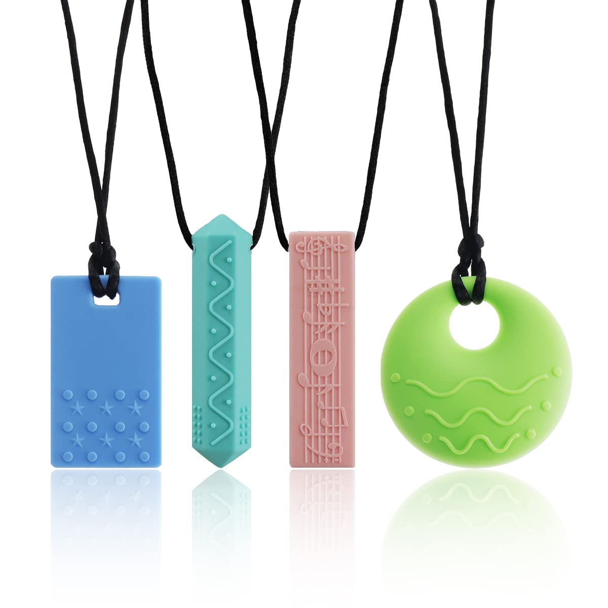 Sensory Chew Necklaces for ADHD, Autism, Biting Needs, Oral Motor Chewy Tool, Silicone chewlery Necklace(Green)