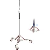 NEEWER 10ft Heavy Duty Air Cushioned Light Stand with Casters, Adjustable Tripod Stand, Stainless Steel Photography Wheeled S